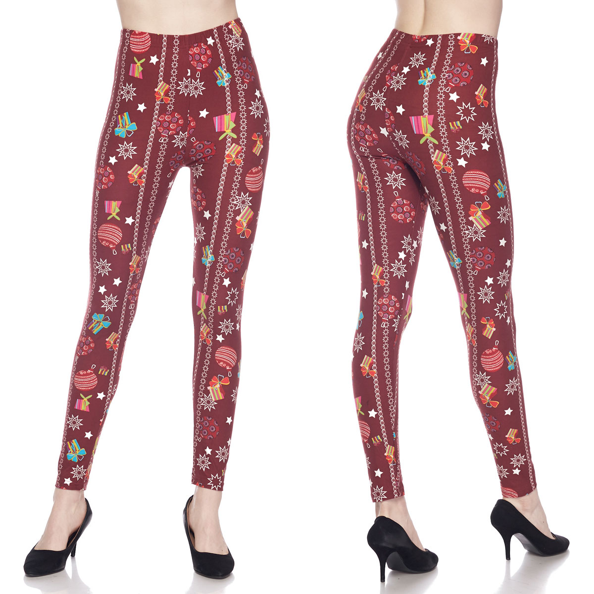 Christmas Print Brushed Fiber Leggings 7683