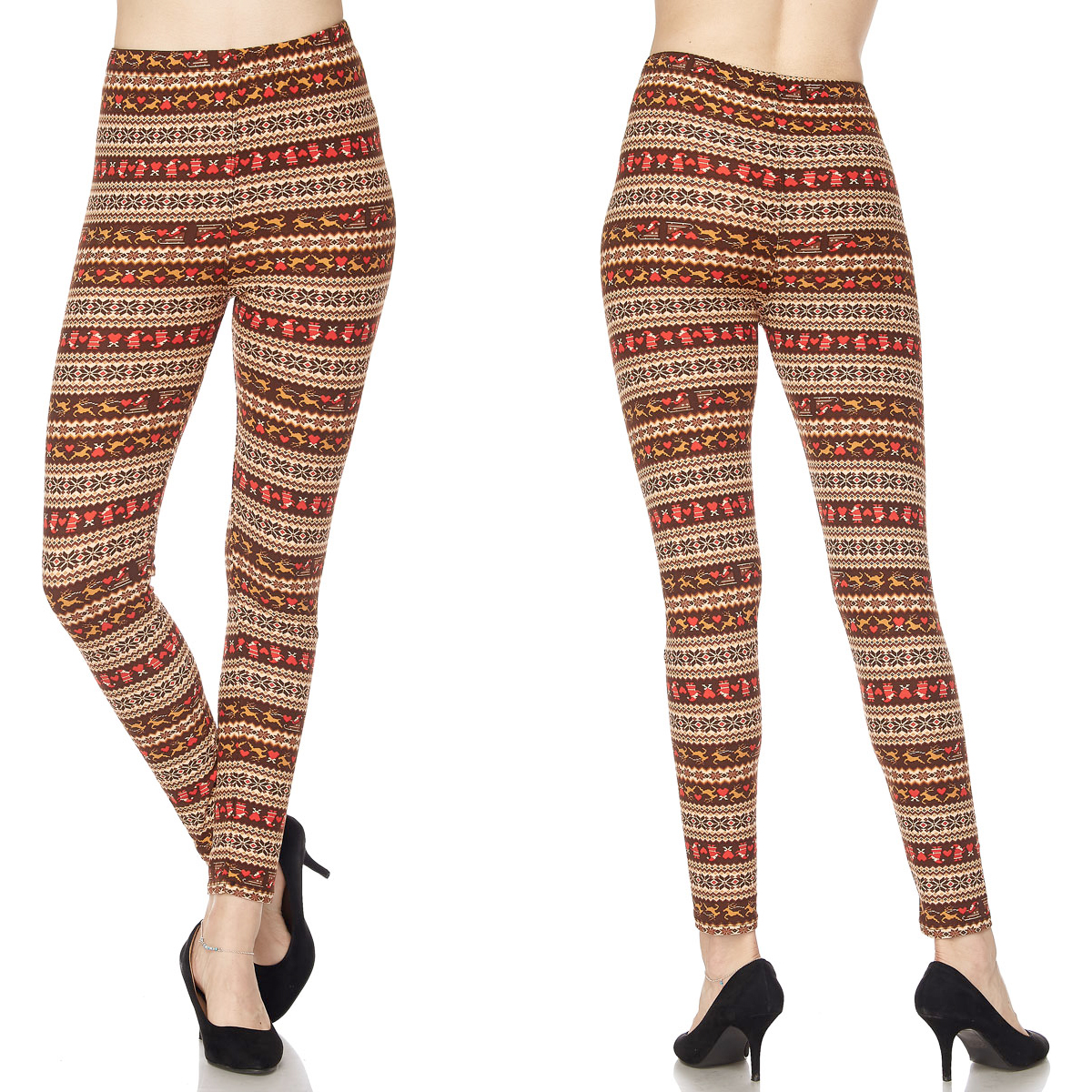 Christmas Print Brushed Fiber Leggings 7683