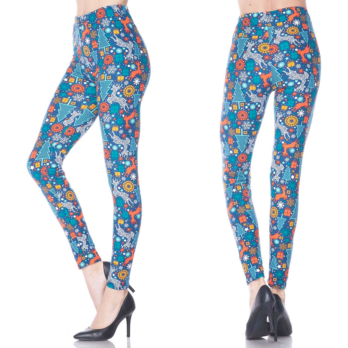 7683 - Christmas Print Brushed Fiber Leggings 