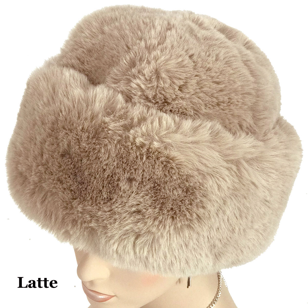 Latte <br> Faux Rabbit Cossack Hat