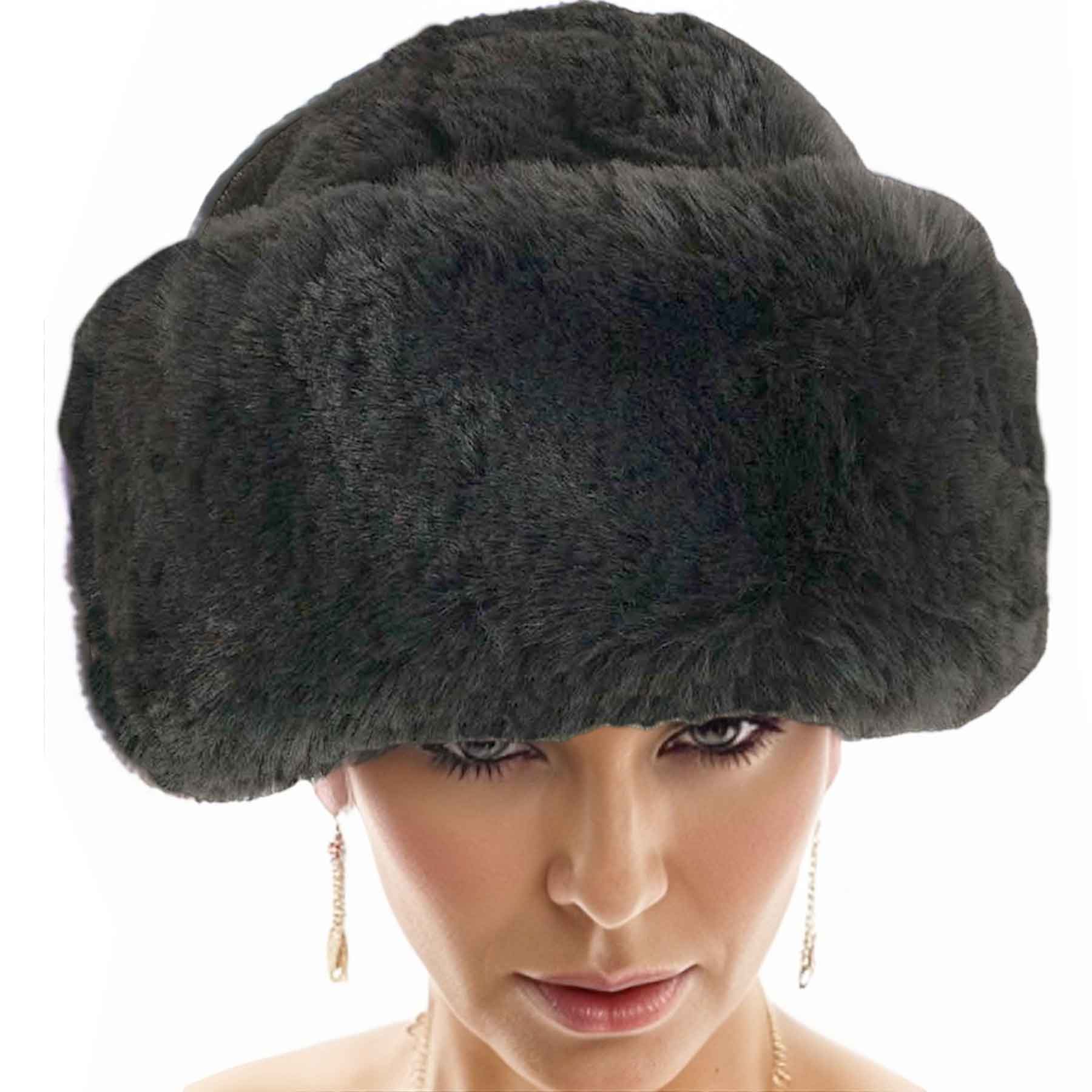 Charcoal <br> Faux Rabbit Cossack Hat