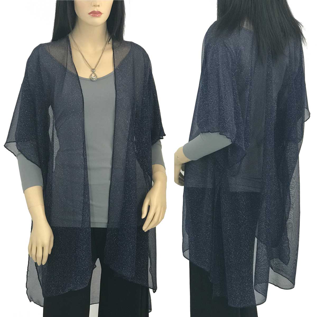 9647 - Lurex Sheer Kimono Vests