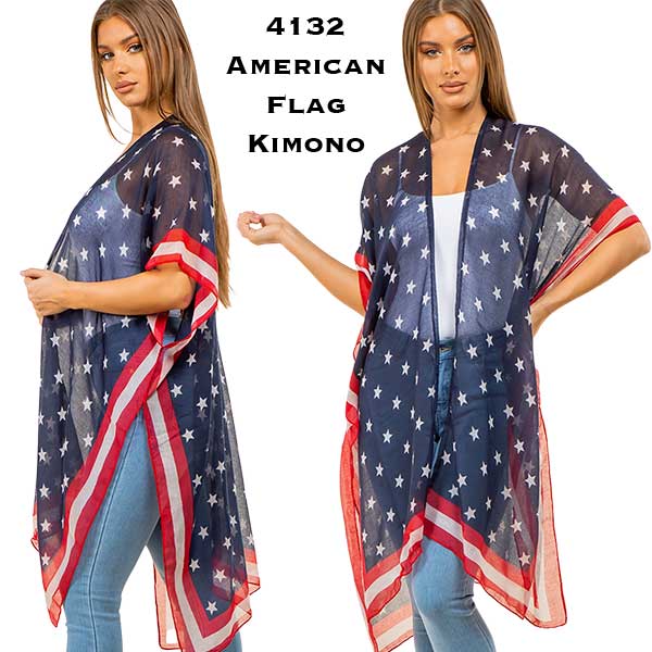 4132<br> American Flag Kimono 
