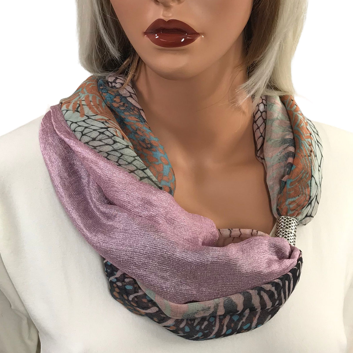 #13 Multi Python 994 Magnetic Clasp Scarf Pink - Dusty Pink