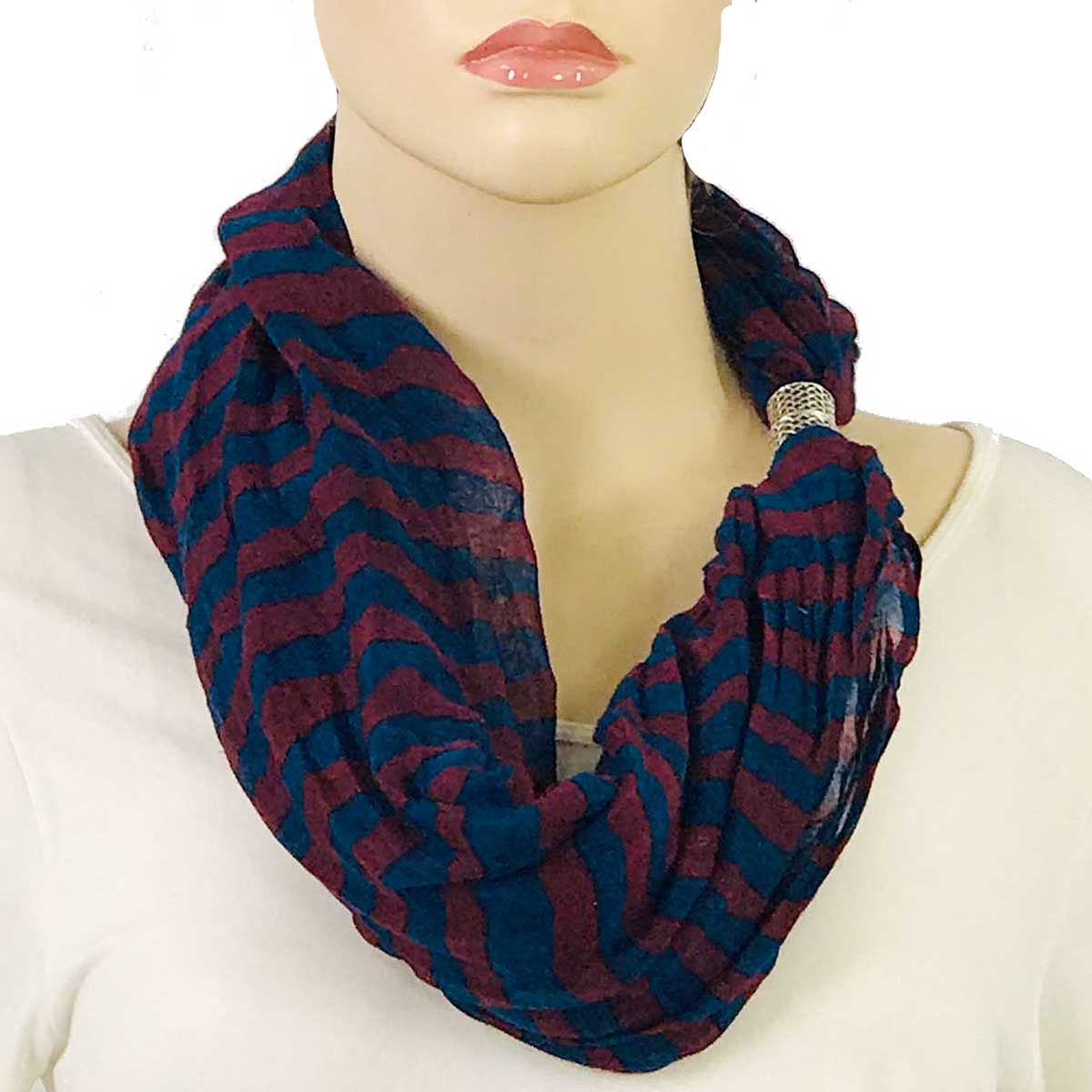 3288 - Magnetic Clasp Striped Scarves