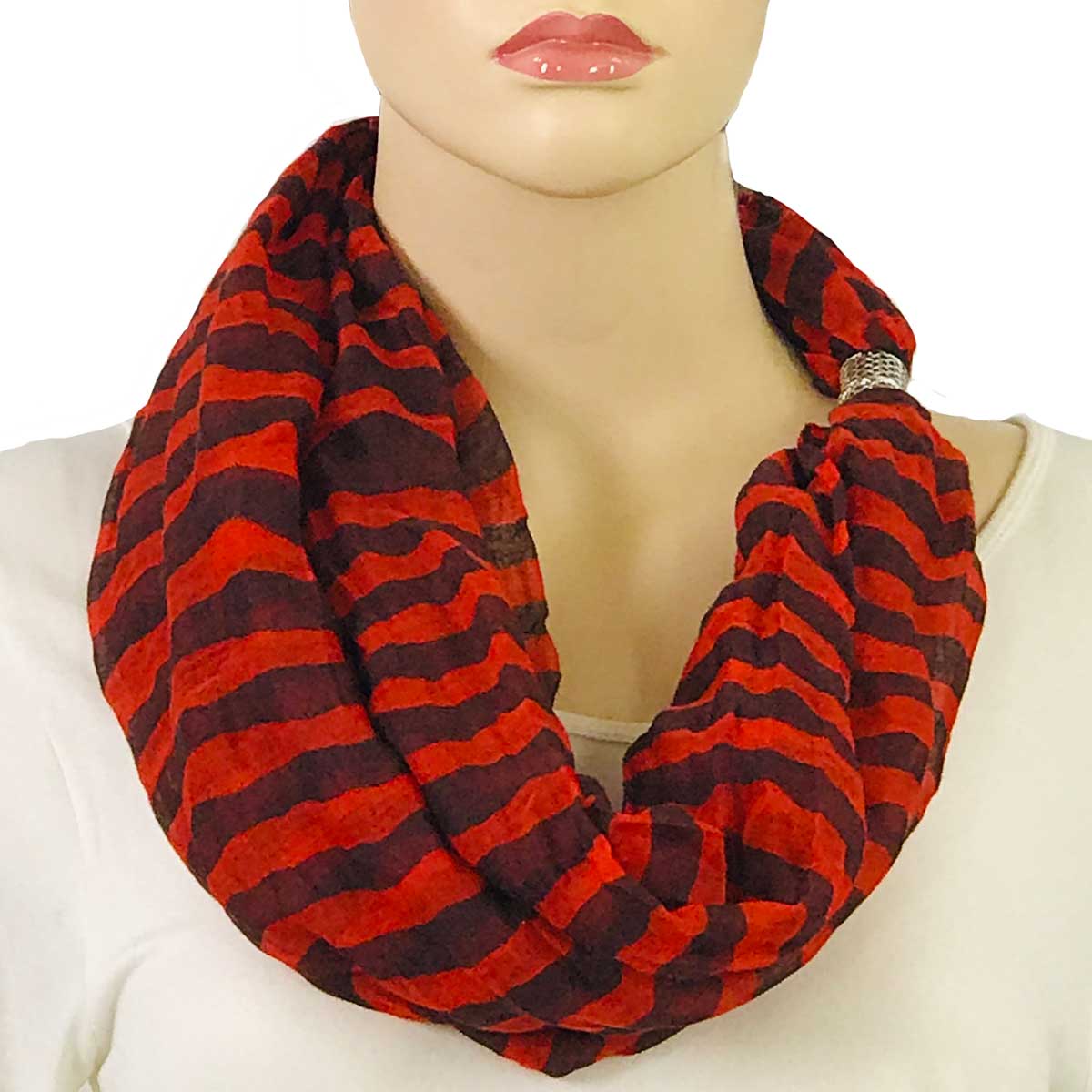 3288 - Magnetic Clasp Striped Scarves