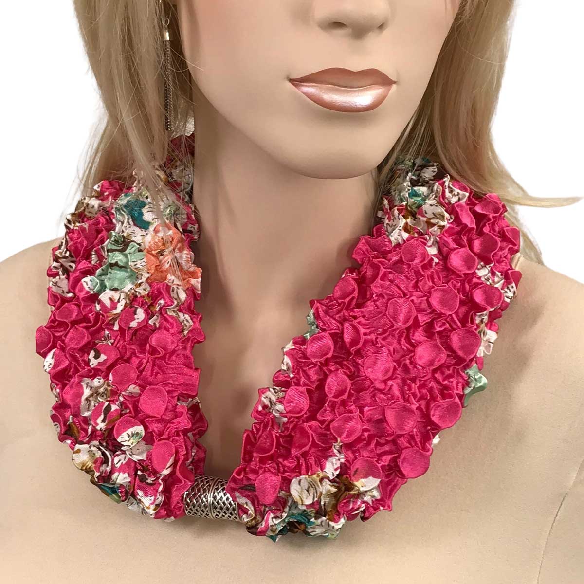 #13 PINK FLORAL Coin Magnetic Clasp Scarf