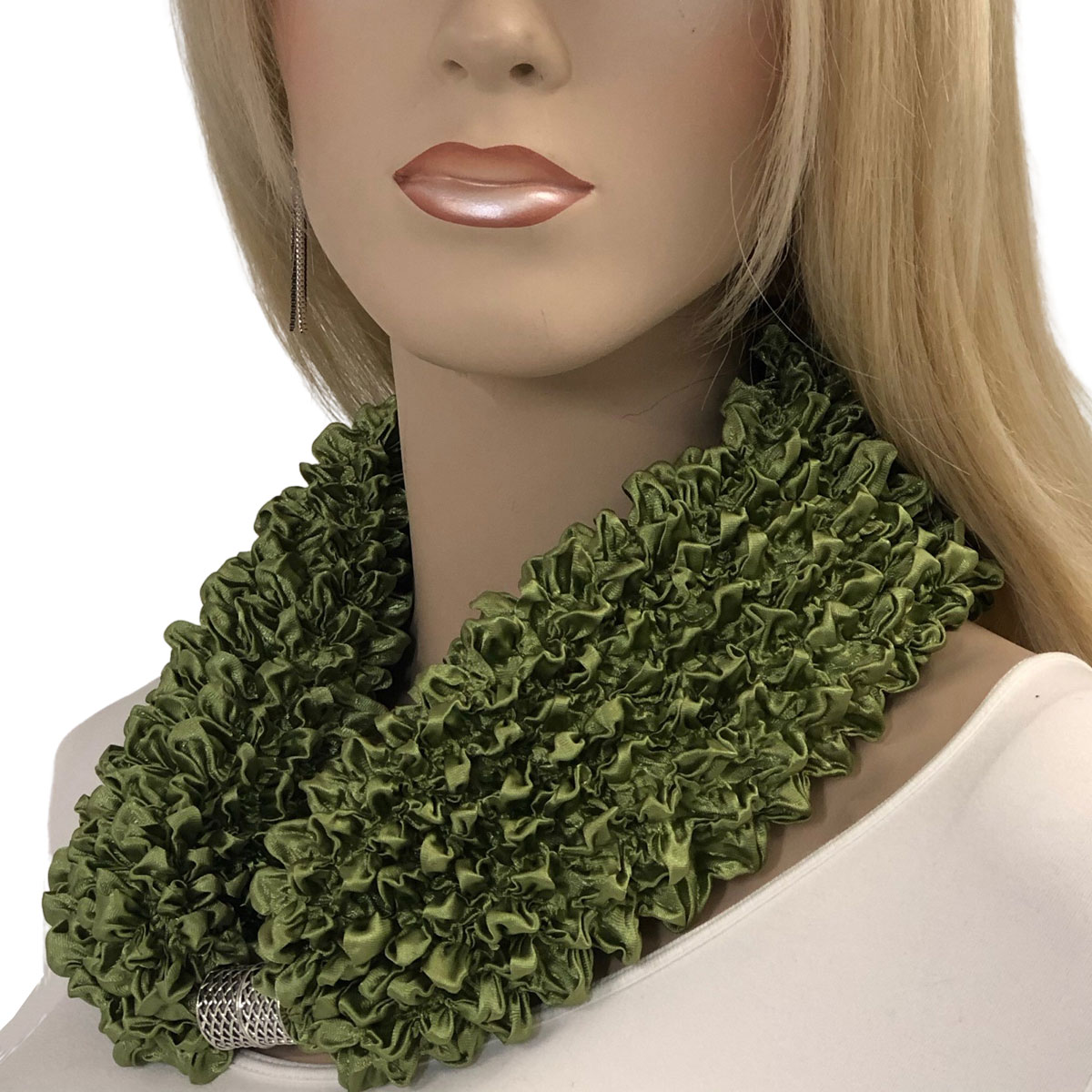 #25 LEAF GREEN Magnetic Clasp Scarf - Bubble Satin