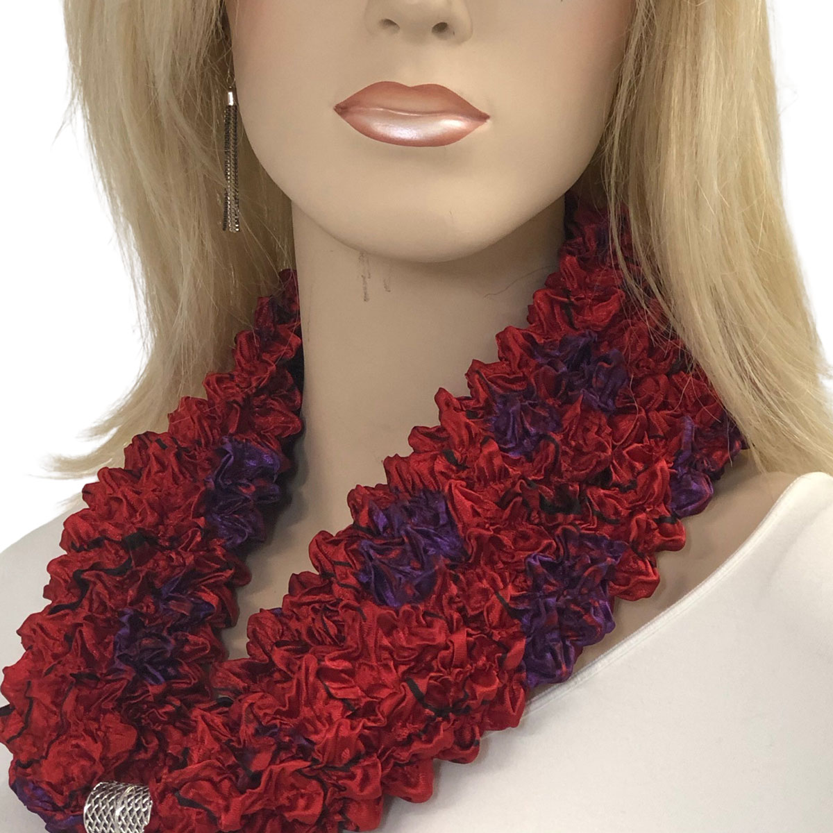 #30 RED GARDEN Magnetic Clasp Scarf - Bubble Satin