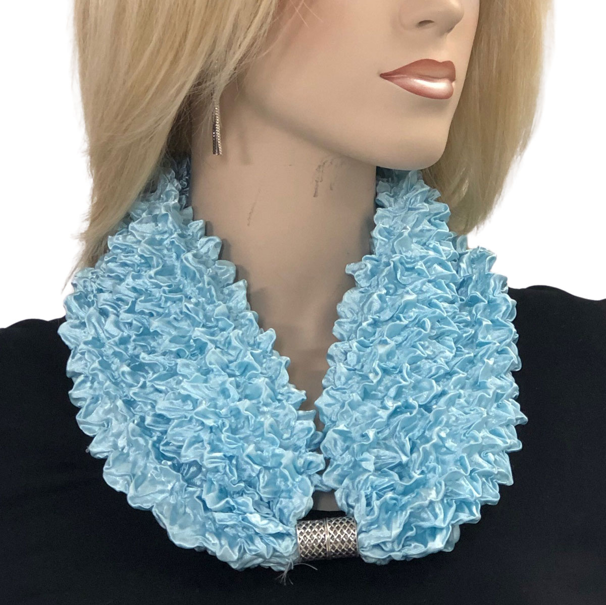 #35 SKY BLUE Magnetic Clasp Scarf - Bubble Satin
