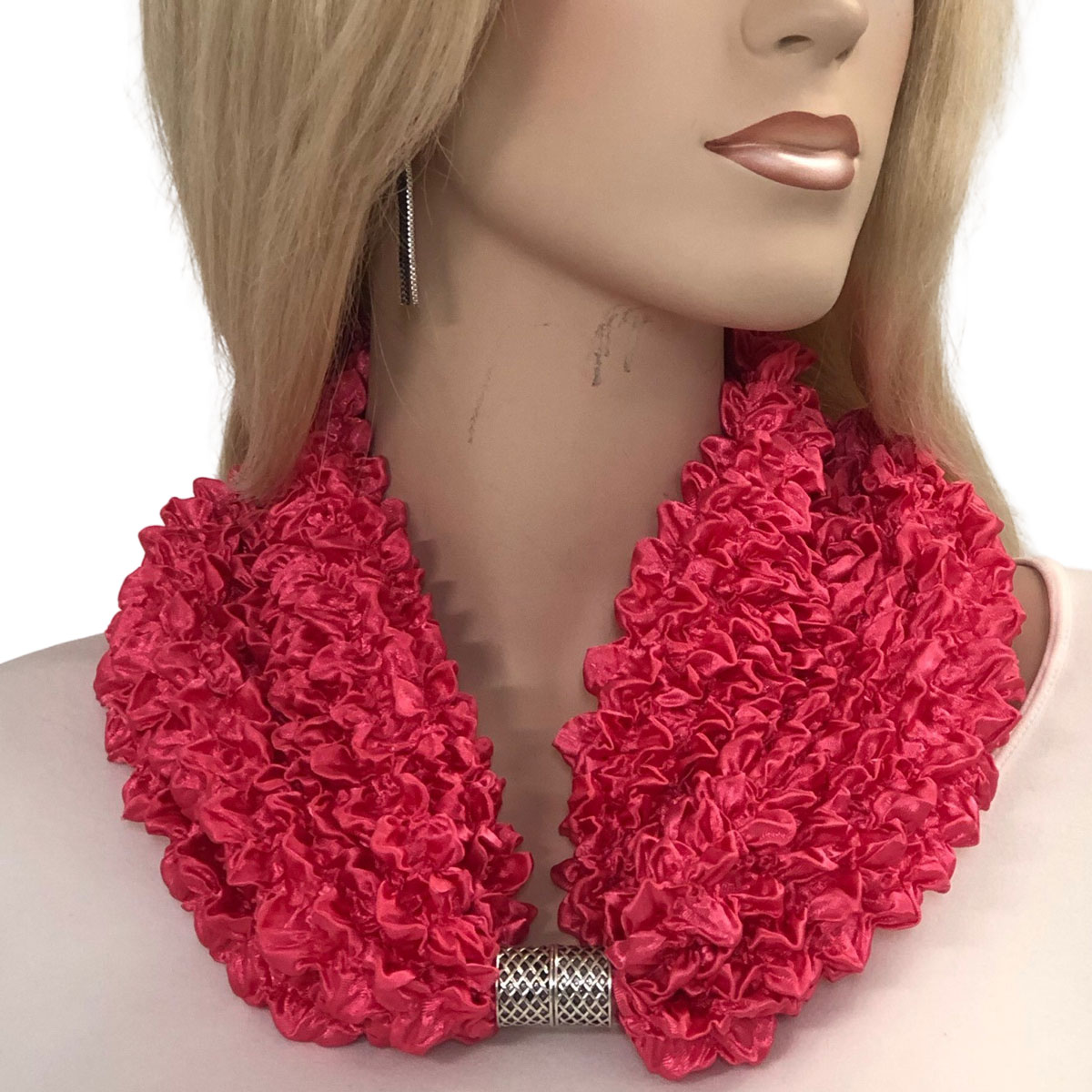 #32 MAGENTA Magnetic Clasp Scarf -  Bubble Satin