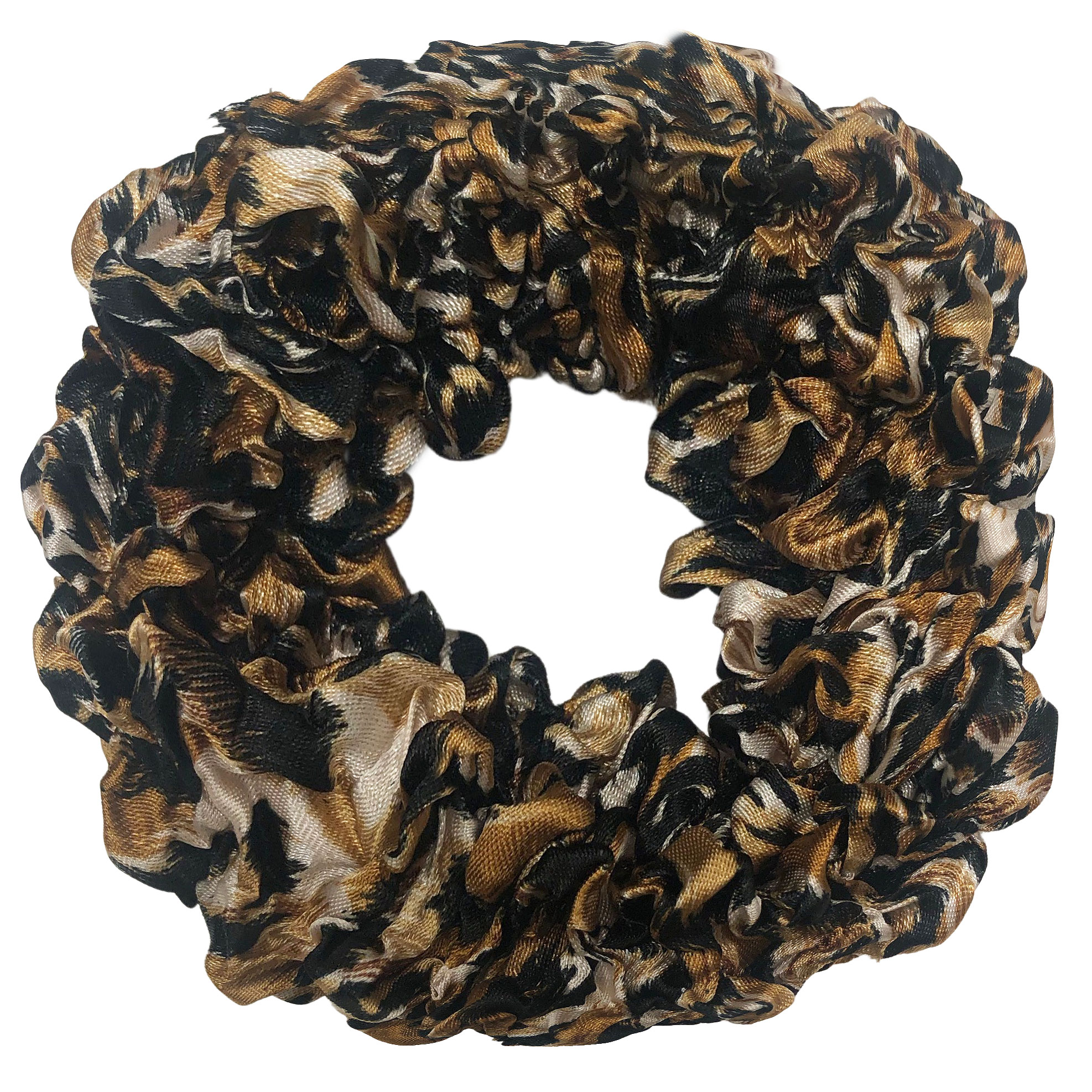 1432 Scrunchies - Bubble Satin (Jelly Donuts)  - LEOPARD Satin (Jelly Donut) Scrunchie MB