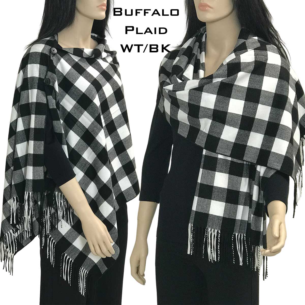 3306 BUFFALO PLAID WHITE/BLACK with Black Buttons