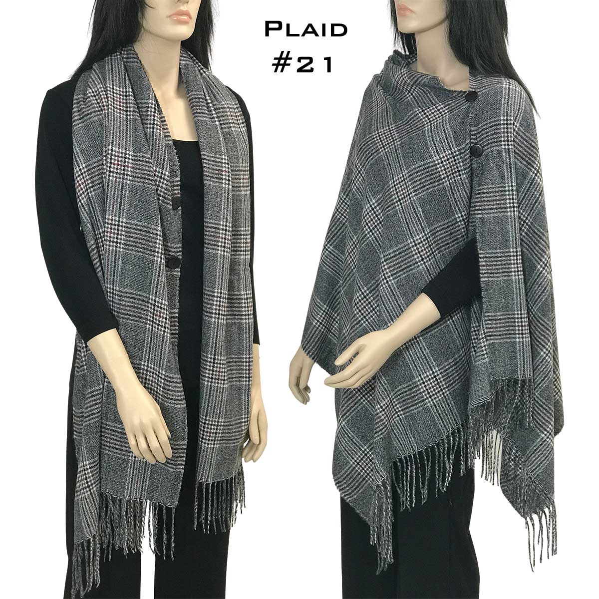 3306 PLAID GREY #21 with Black Buttons