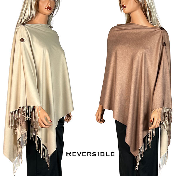 624 - #35 Tan/Nutmeg<br>
Reversible Cashmere Feel<br> Wooden Button Shawl
