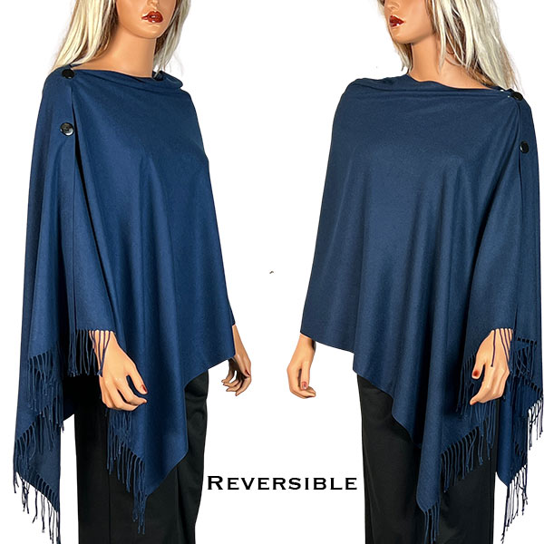 624 - #17R Navy/Midnight<br>
Reversible Cashmere Feel<br>Wooden Button Shawl
