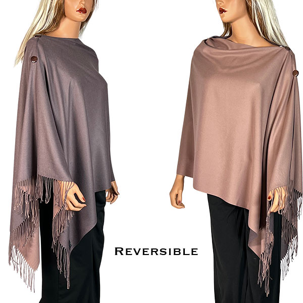 624 - #15R Brown/Peanut<br>
Reversible Cashmere Feel<br> Wooden Button Shawl
