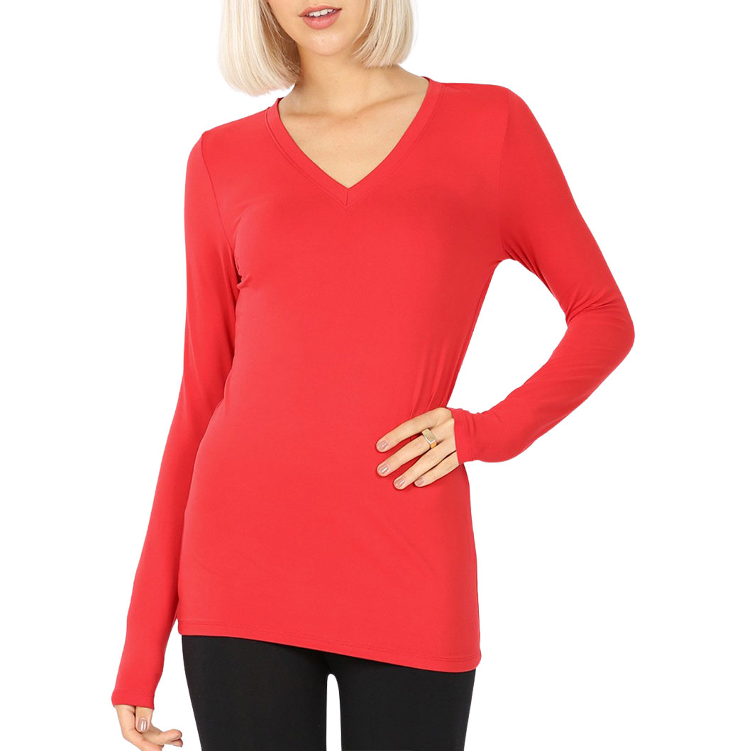 Brushed Fiber - V-Neck Long Sleeve Top 2054