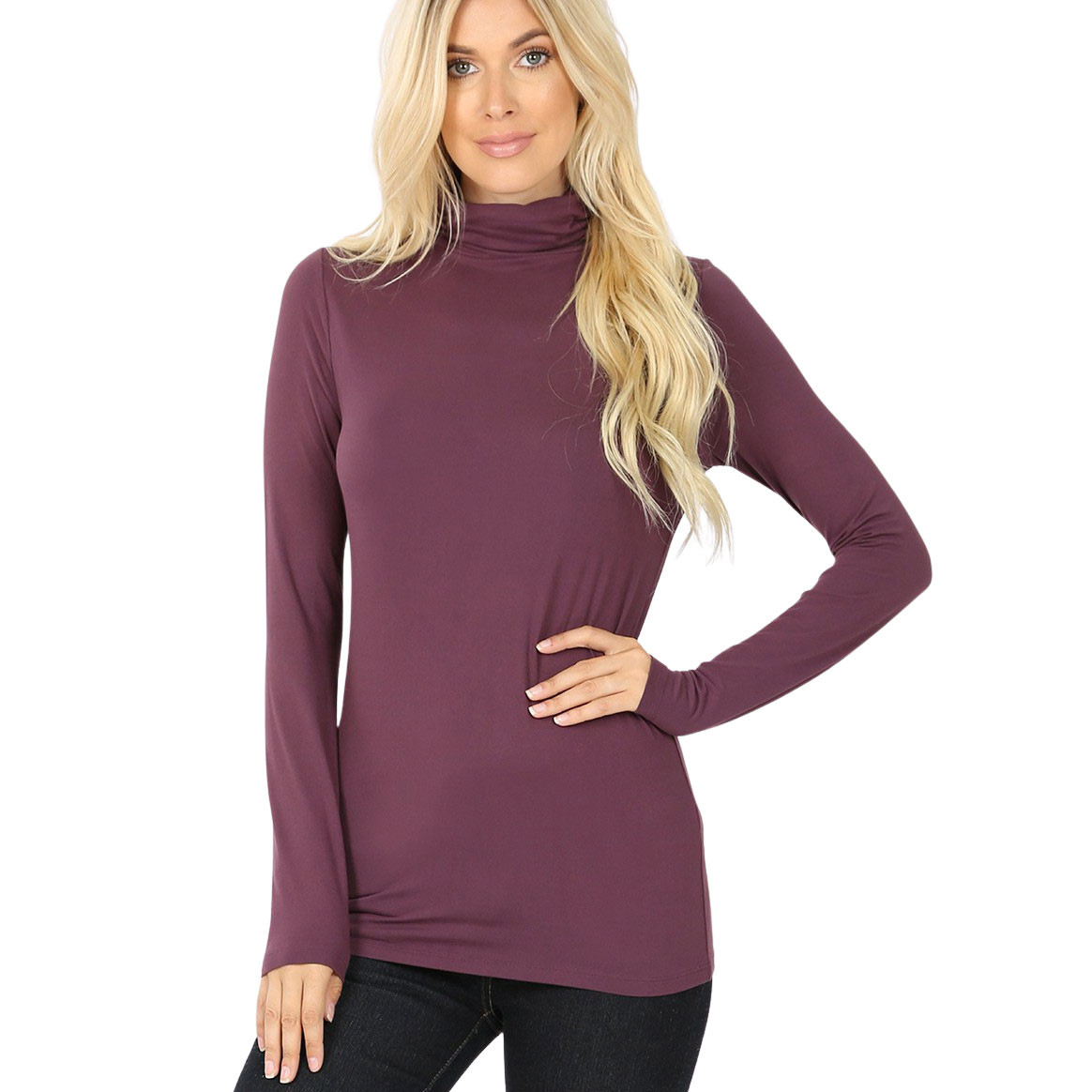 Brushed Fiber - Ruched Turtleneck Long Sleeve 2055