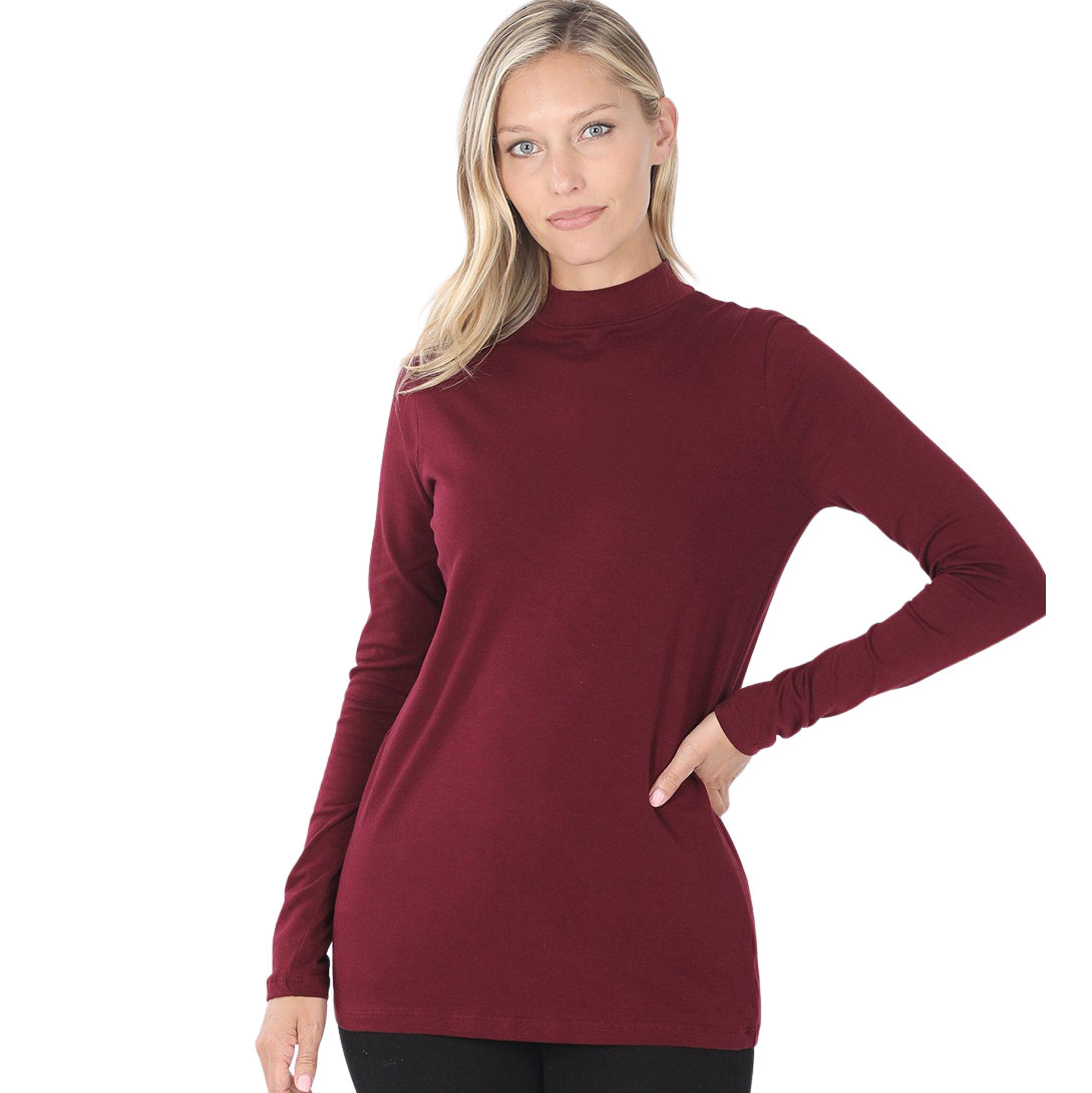 Mock Turtleneck - Cotton Long Sleeve 1059