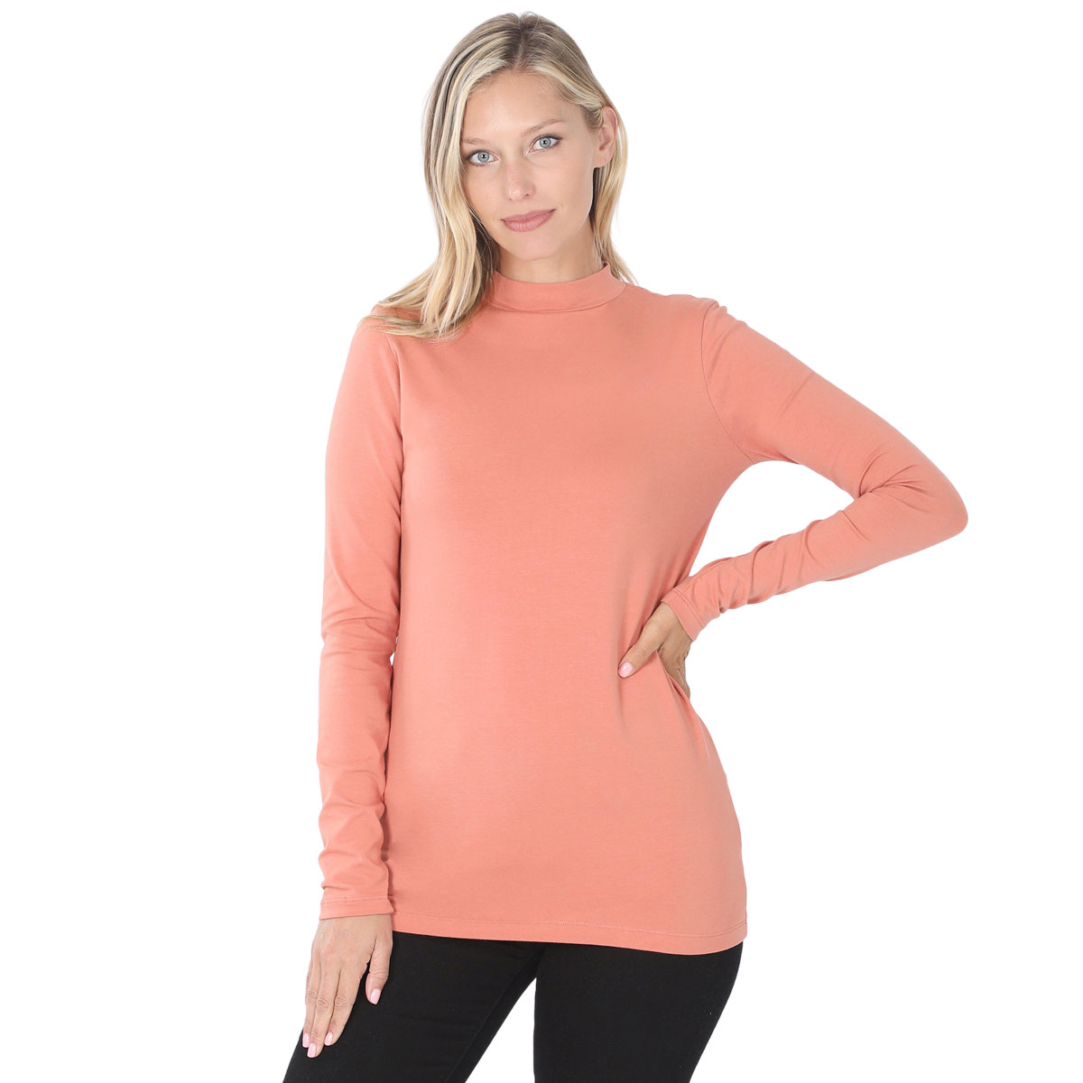 Mock Turtleneck - Cotton Long Sleeve 1059