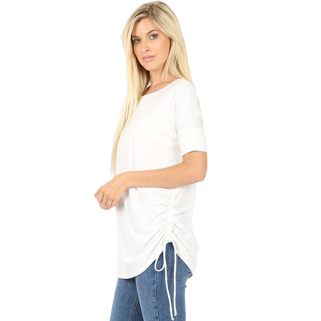 2056 - Short Sleeve Ruched Tops