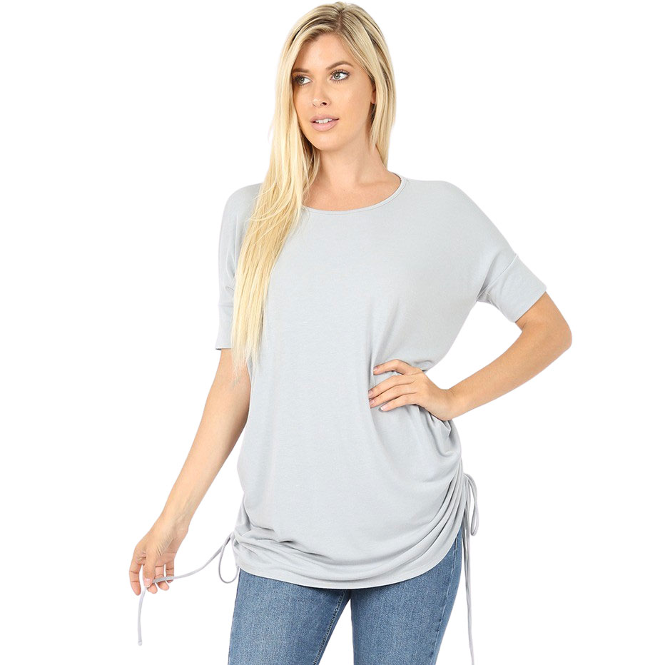 2056 - Short Sleeve Ruched Tops