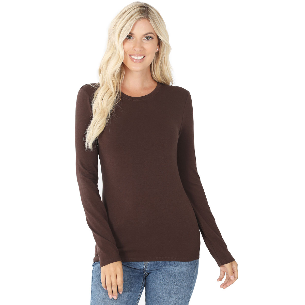 BROWN Cotton Long Sleeve Round Neck 3320