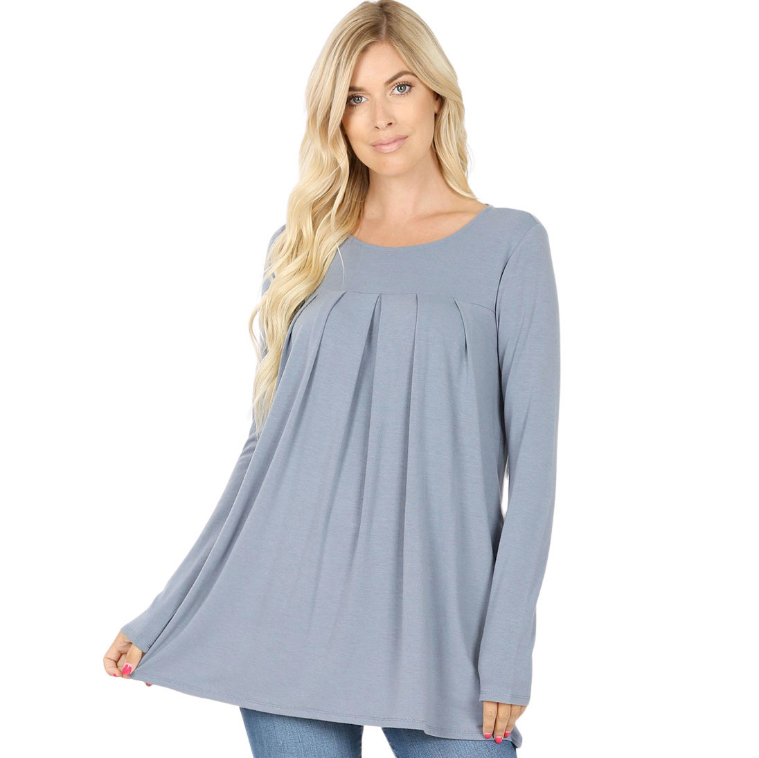 CEMENT Long Sleeve Round Neck Pleated 1658