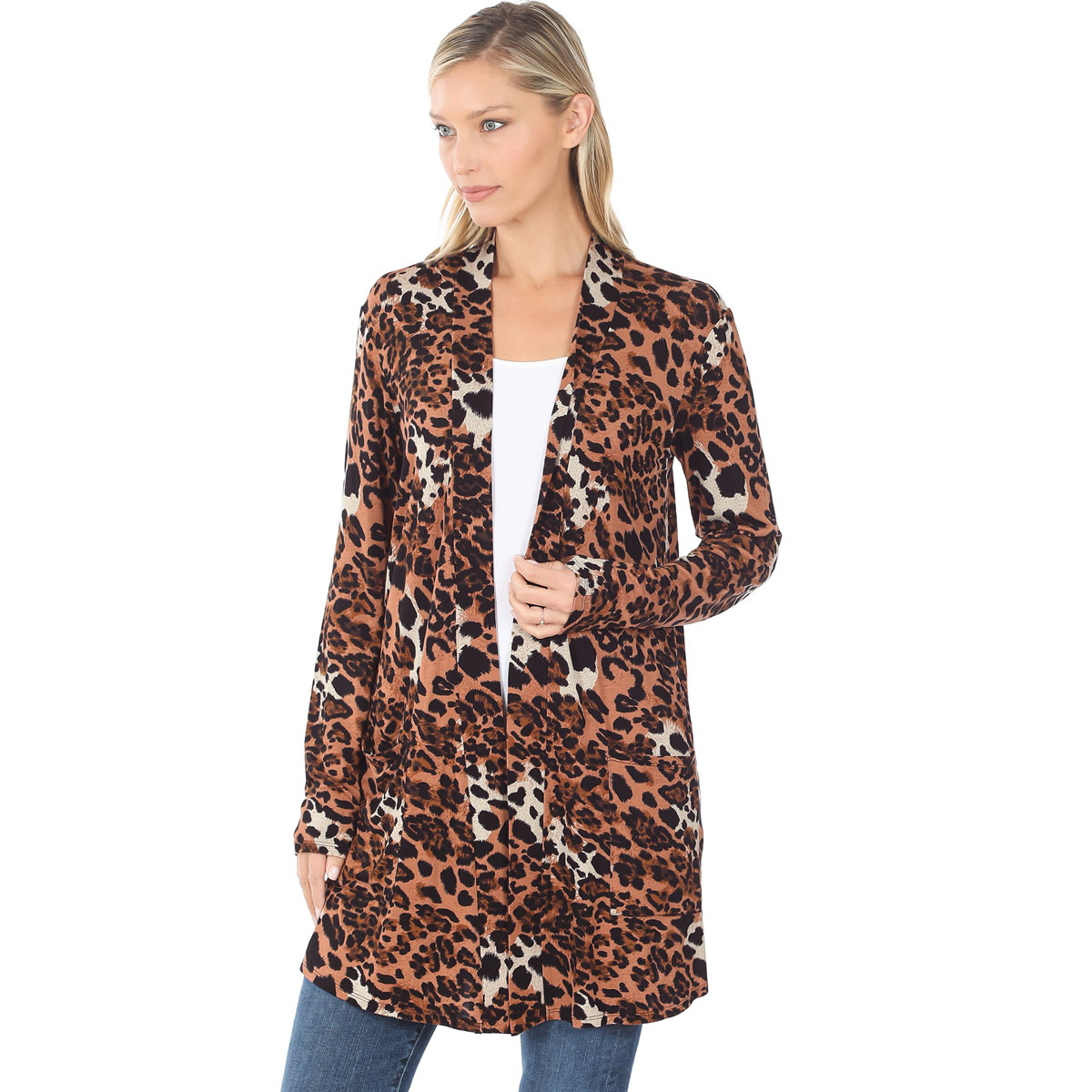 Slouchy Pocket Open Cardigan Prints 320 and 900