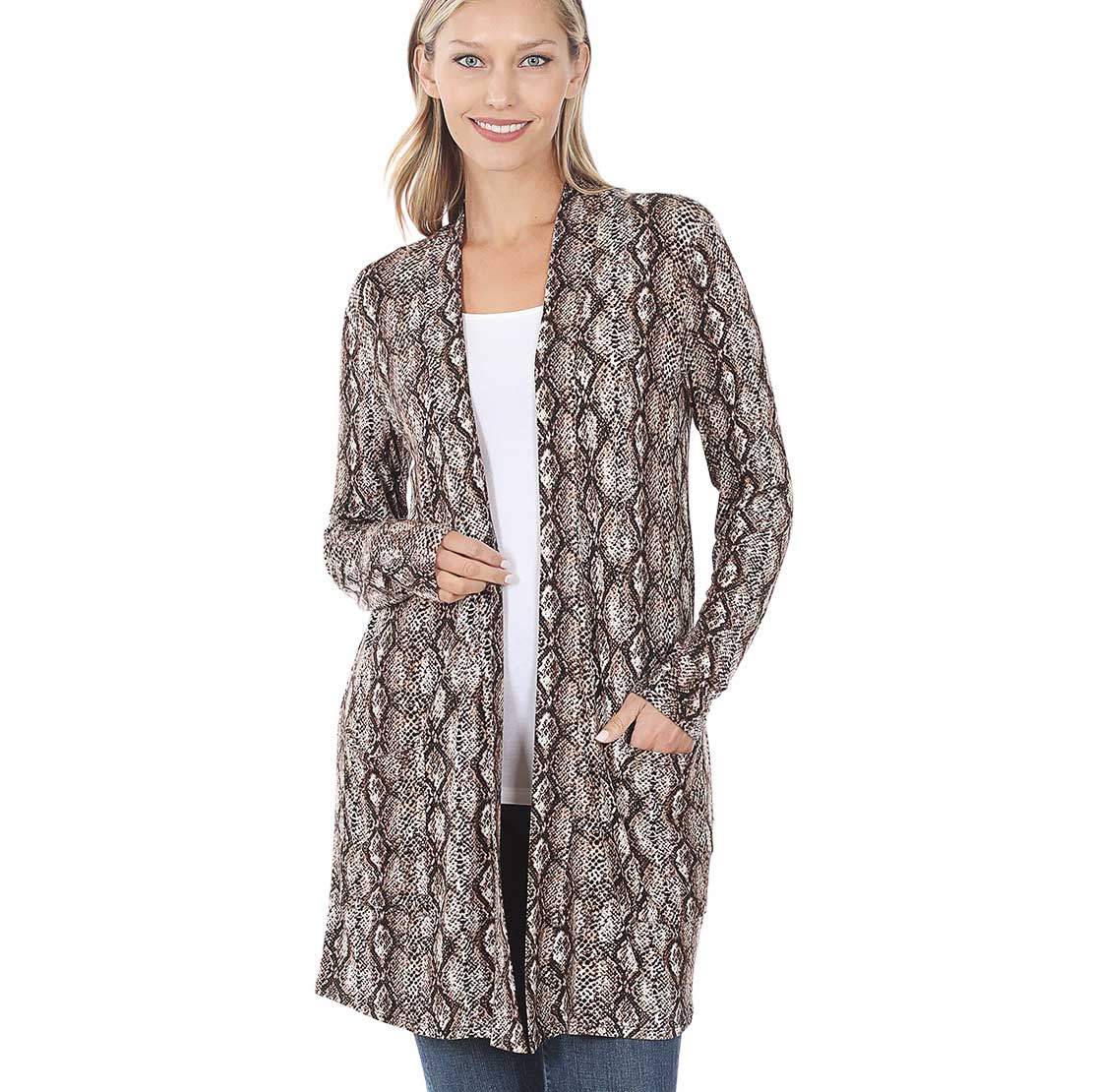 Slouchy Pocket Open Cardigan Prints 320 and 900