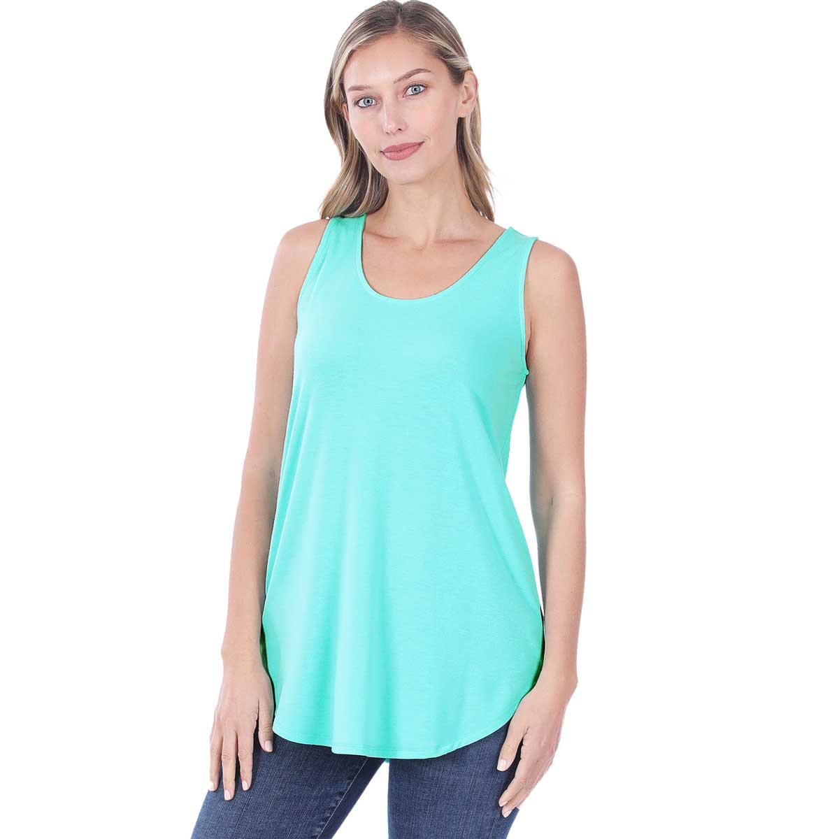 2100 - Sleeveless Round Hem Tops