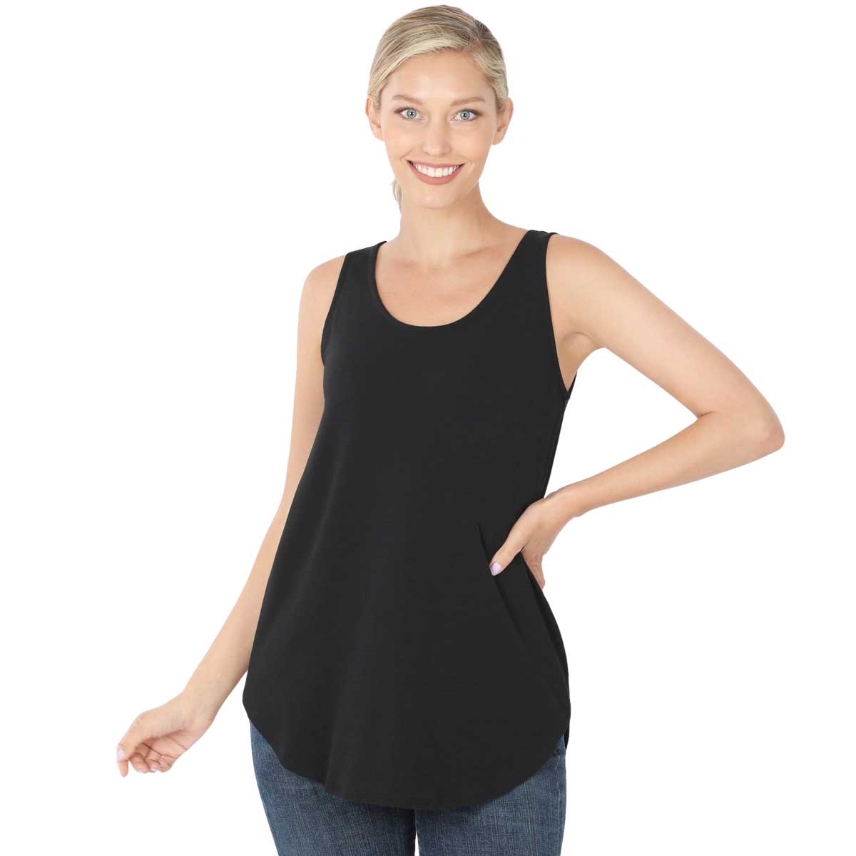 2100 - Sleeveless Round Hem Tops