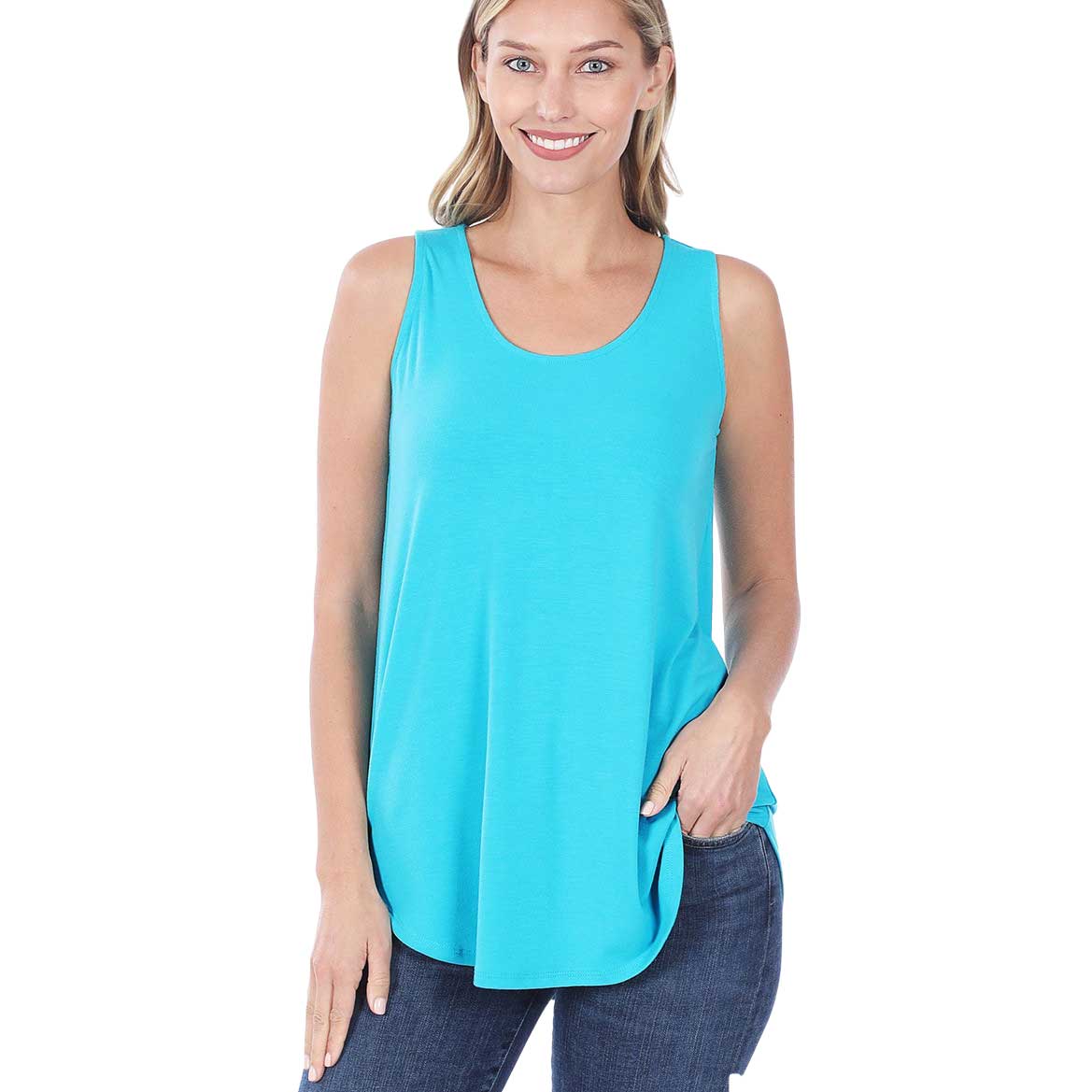 2100 - Sleeveless Round Hem Tops