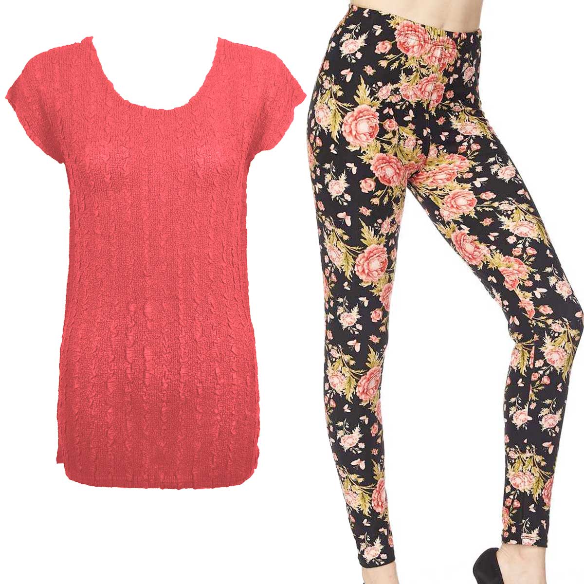 CORAL Cap Sleeve Georgette Tunic with Leggings