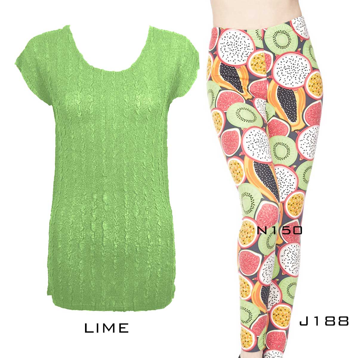 LIME Cap Sleeve Georgette Tunic with Leggings