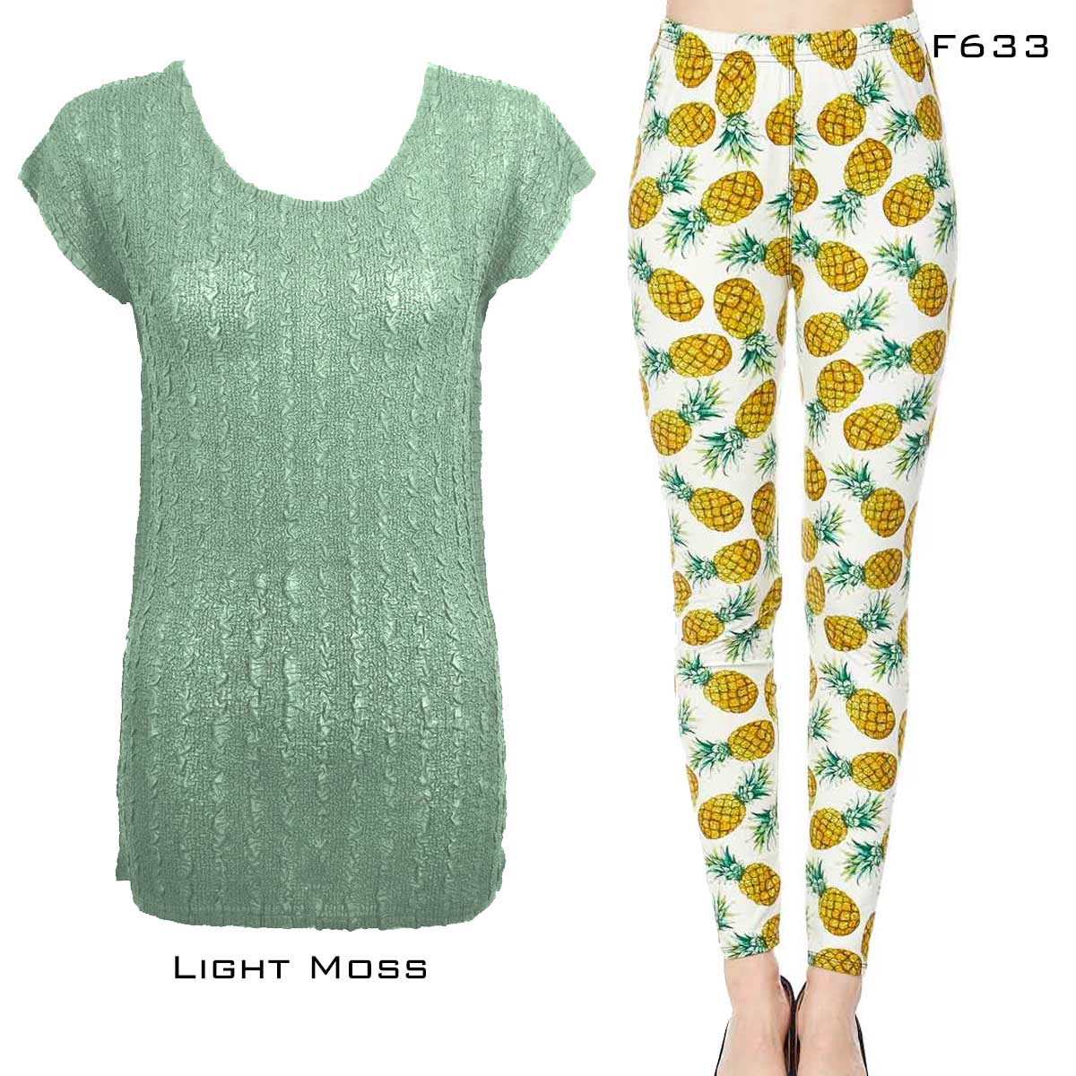 LIGHT MOSS Cap Sleeve Georgette Tunic with Leggings