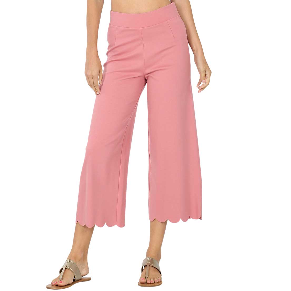 2463 - Ponte Scallop Crop Pants