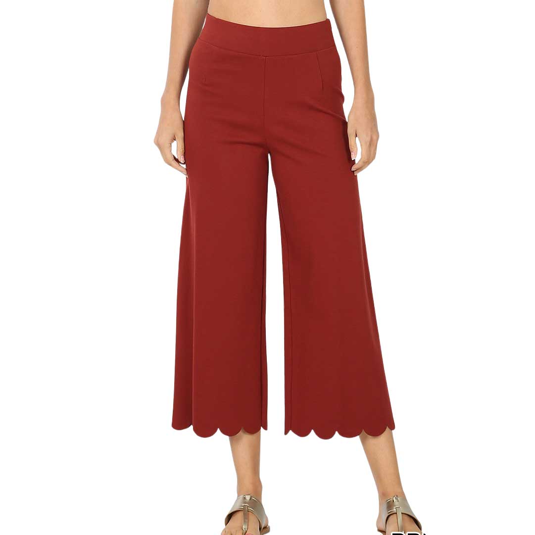 2463 - Ponte Scallop Crop Pants