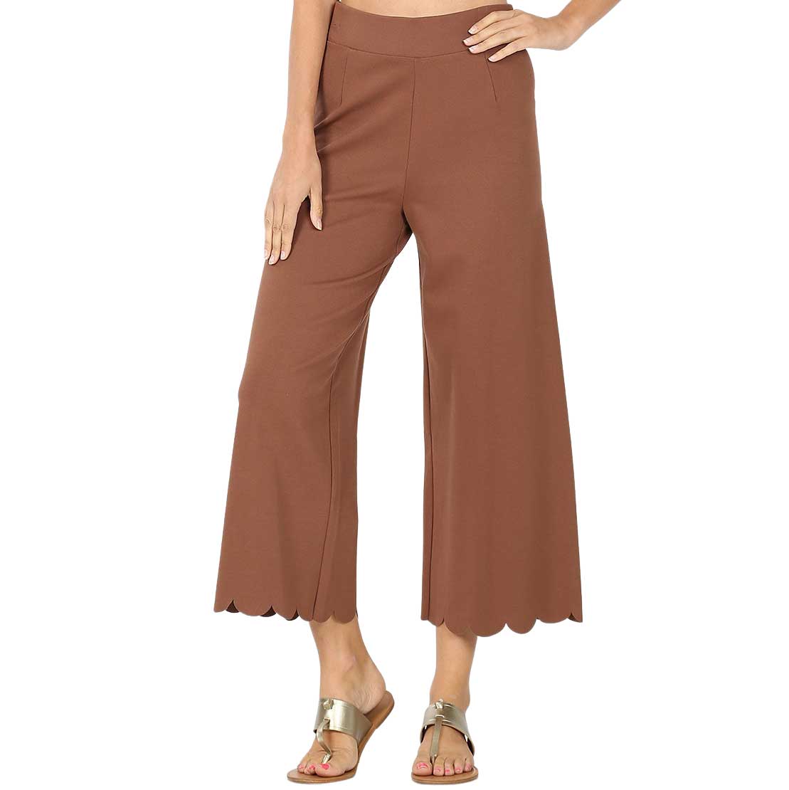 2463 - Ponte Scallop Crop Pants