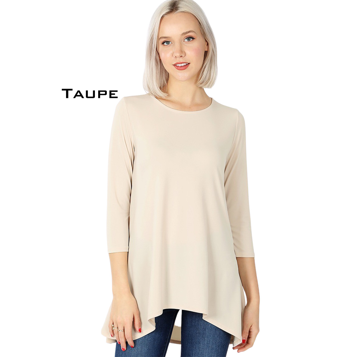 TAUPE Ity High-Low 3/4 Sleeve Top 2367