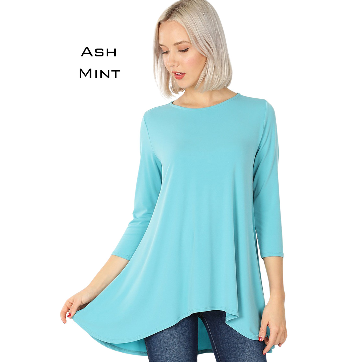 ASH MINT High-Low 3/4 Sleeve Top 2367