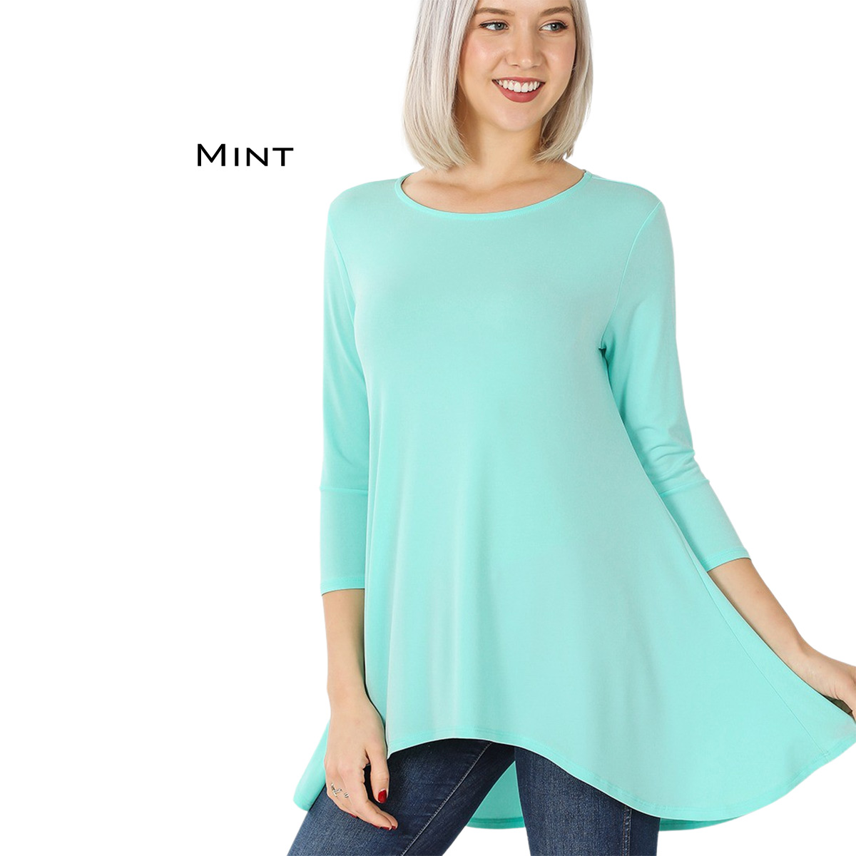 MINT High-Low 3/4 Sleeve Top 2367