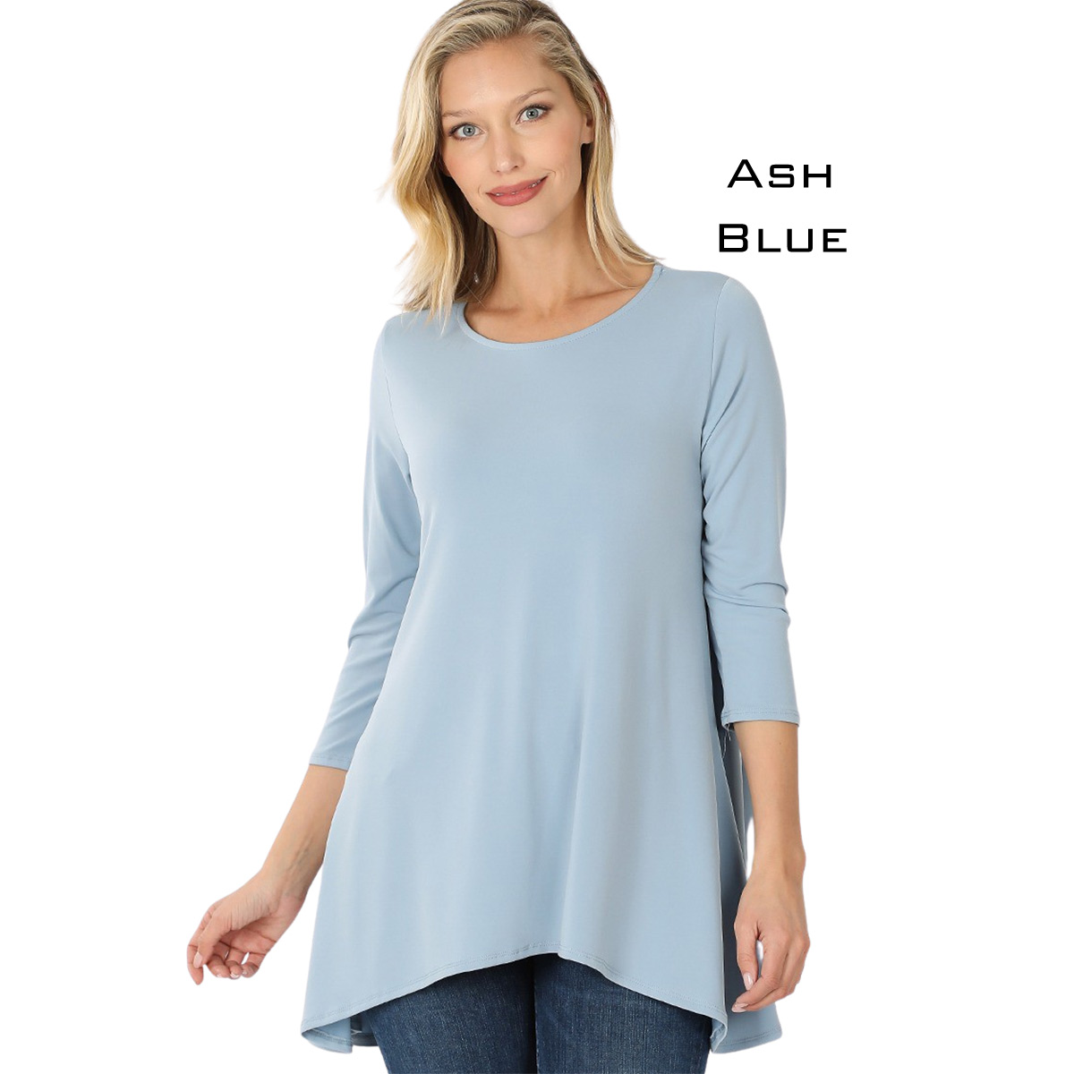 ASH BLUE Ity High-Low 3/4 Sleeve Top 2367