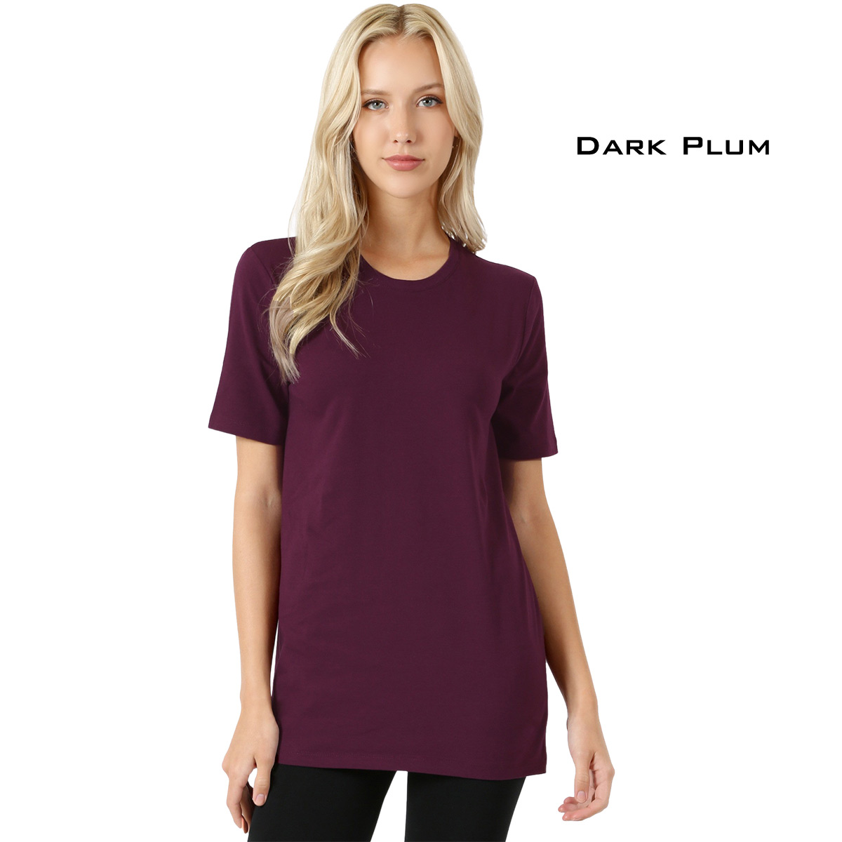 DARK PLUM Crew Neck Short Sleeve T-Shirt 1008 