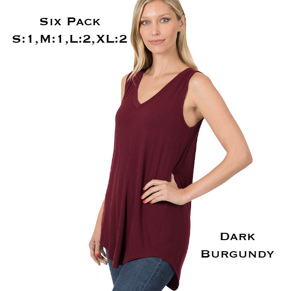 5540 - Dark Burgundy<br> 
Sleeveless V-Neck Hi-Low Hem Top 