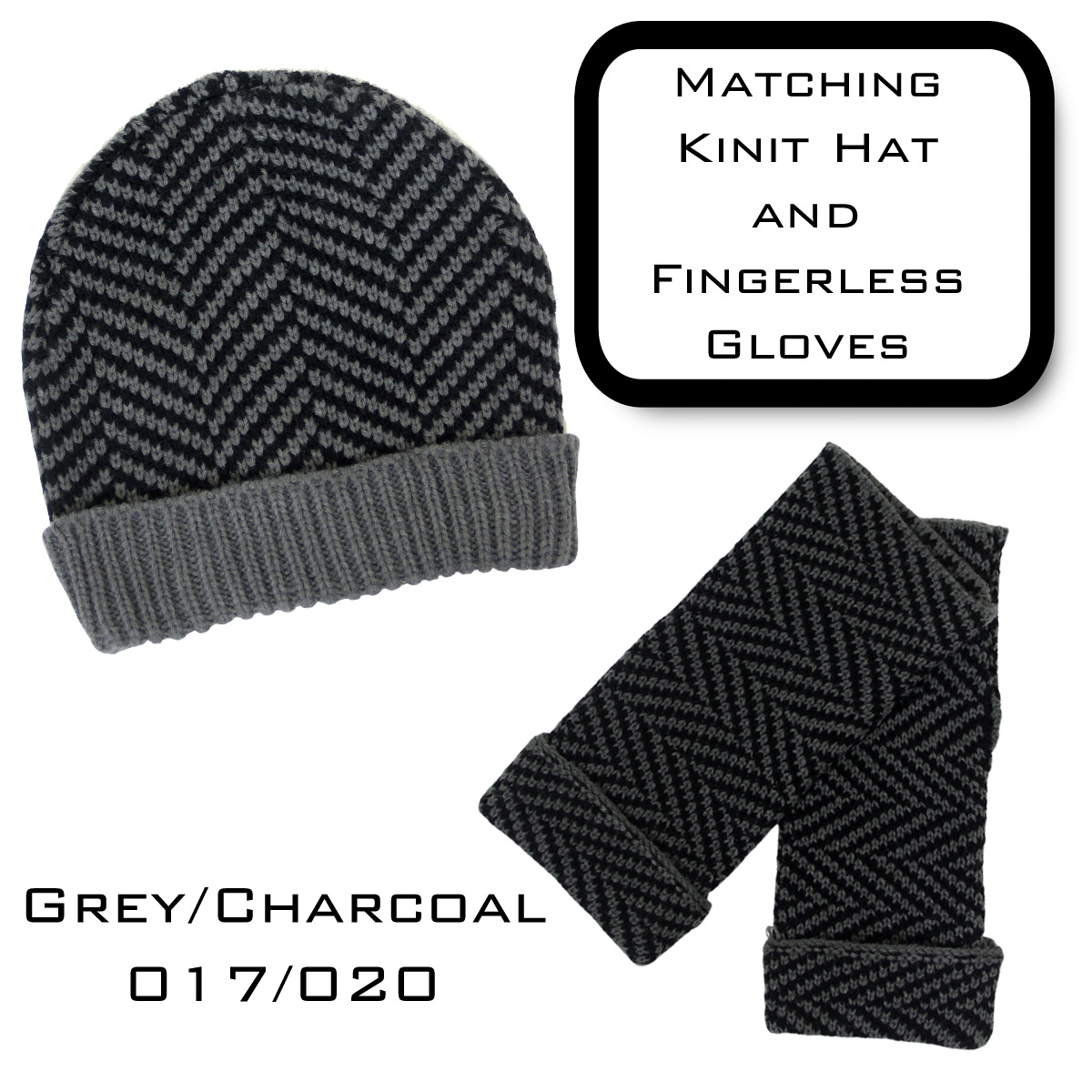GREY/CHARCOAL Hat and Glove Set
