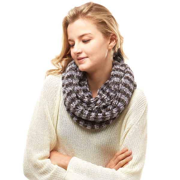 766 - Charcoal and Grey<br>
Chenille Infinity Scarf