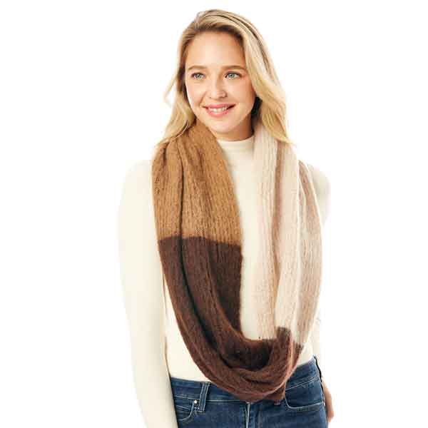 1296 - Color Block Brown/Camel/Ivory<br>
Angora Feel Infinity