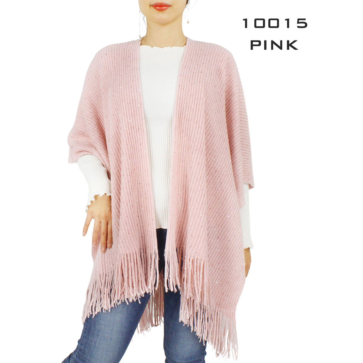 10015 PINK Sequined Knit Ruana 